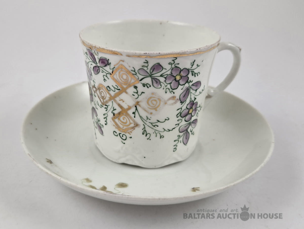 Izsmalcināts porcelāna kafijas komplekts, jūgendstils